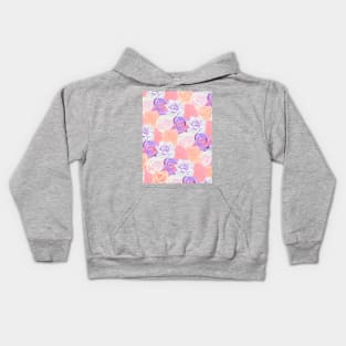 Peach, Pink and Purple, Floral Roses Pattern Kids Hoodie